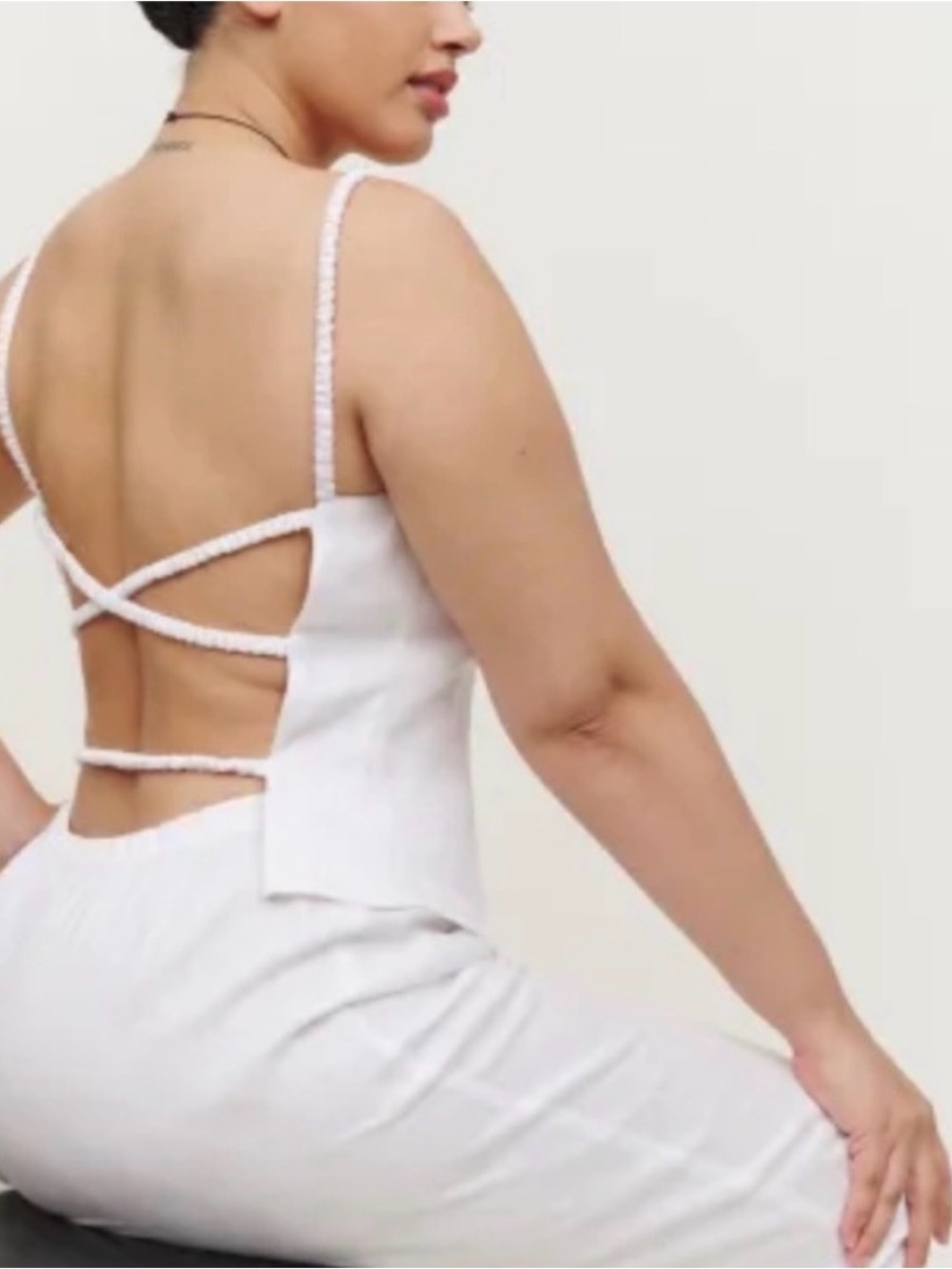 Reformation White Strappy Back Linen Cami Top